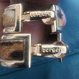 Vintage  BERGERE leopard print hoop earrings